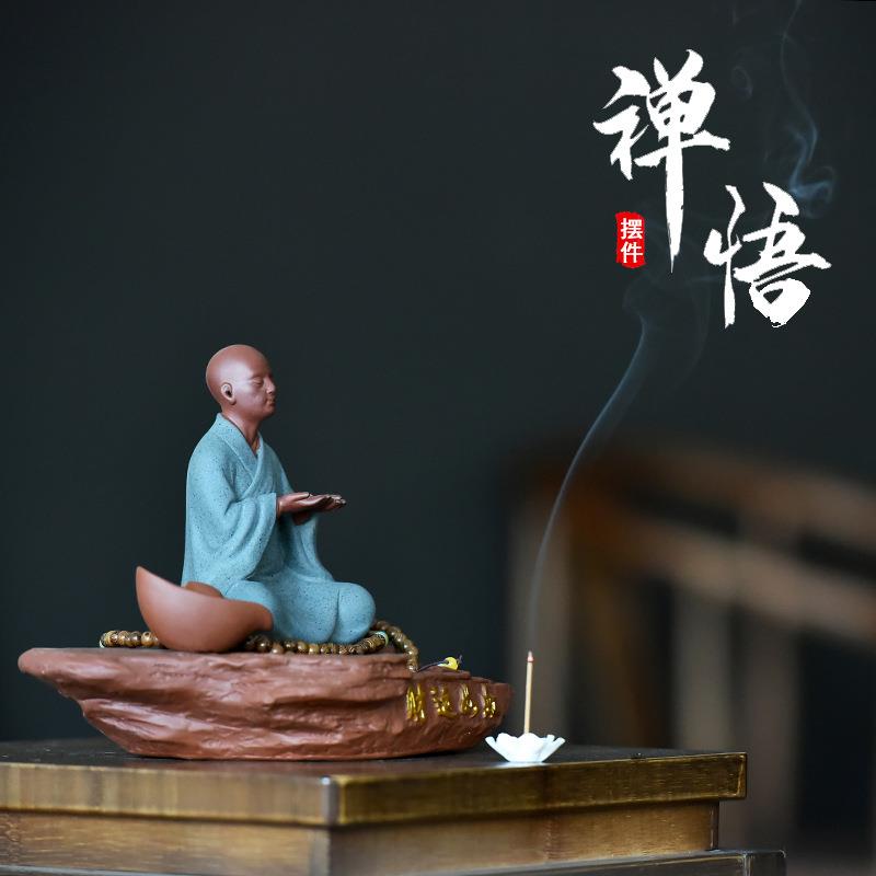 紫砂小沙弥茶宠摆件精品可养陶瓷和尚茶具茶桌茶盘茶台装饰工艺品