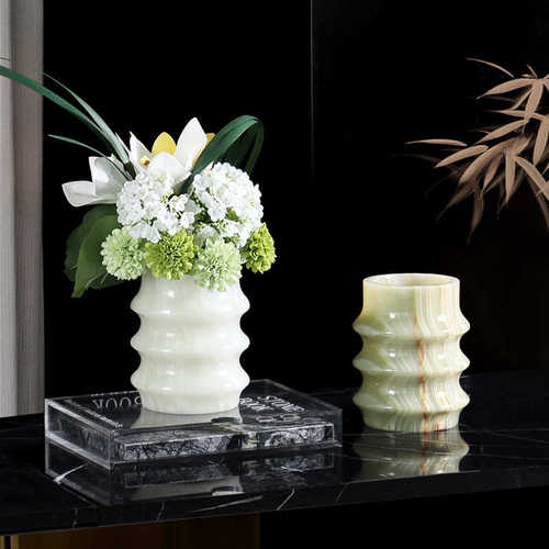 宿小花摆件瓶装插花装摆花布置民软大理石器置现代石材桌面饰台布