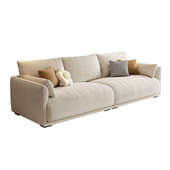 北欧布艺奶油风沙发客厅猫爪布乳胶现代简约小户型模块直排方块