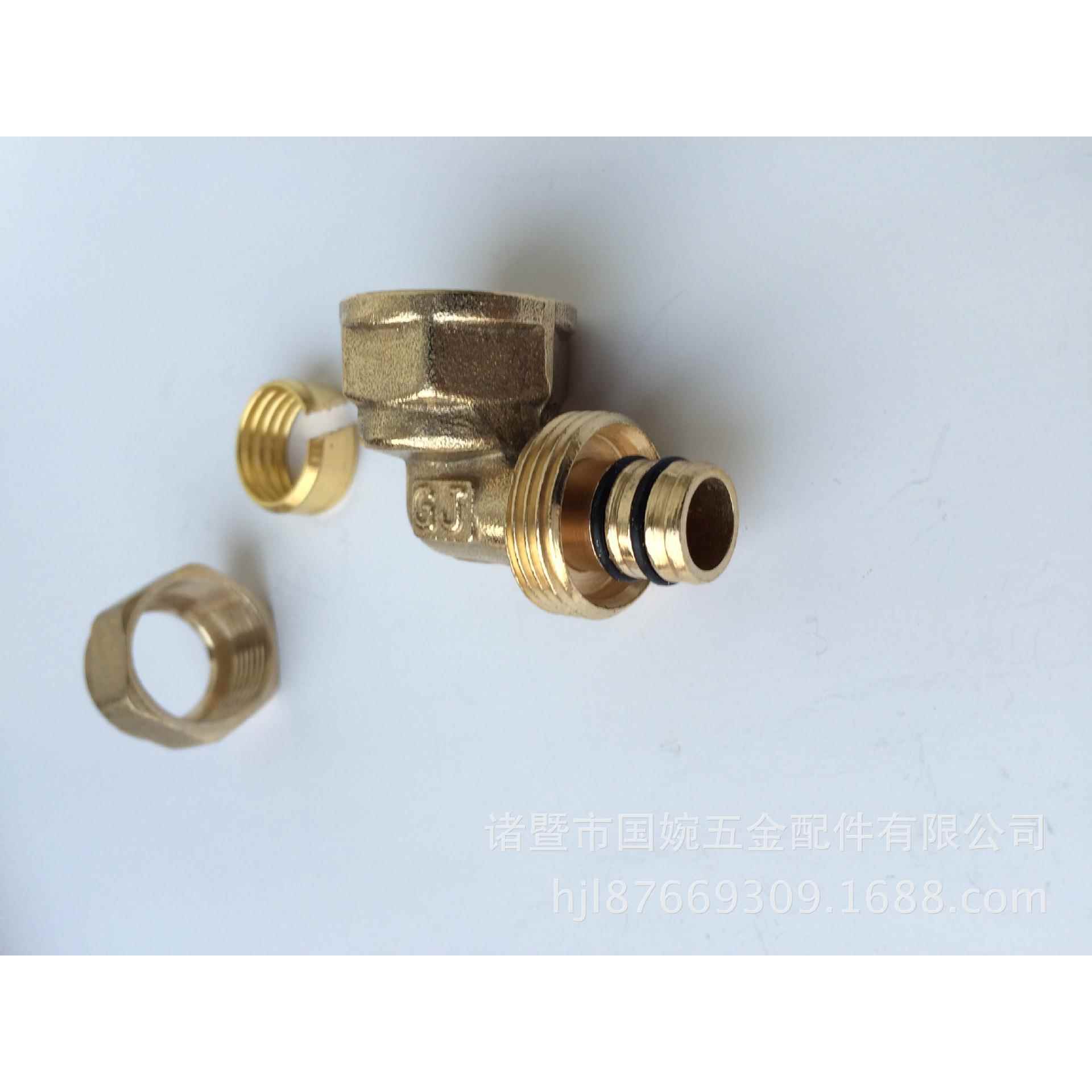 L16*1/2F塑管铝铜接头管国巨厂家直销L16弯*1/2F内丝头卡套式铜件