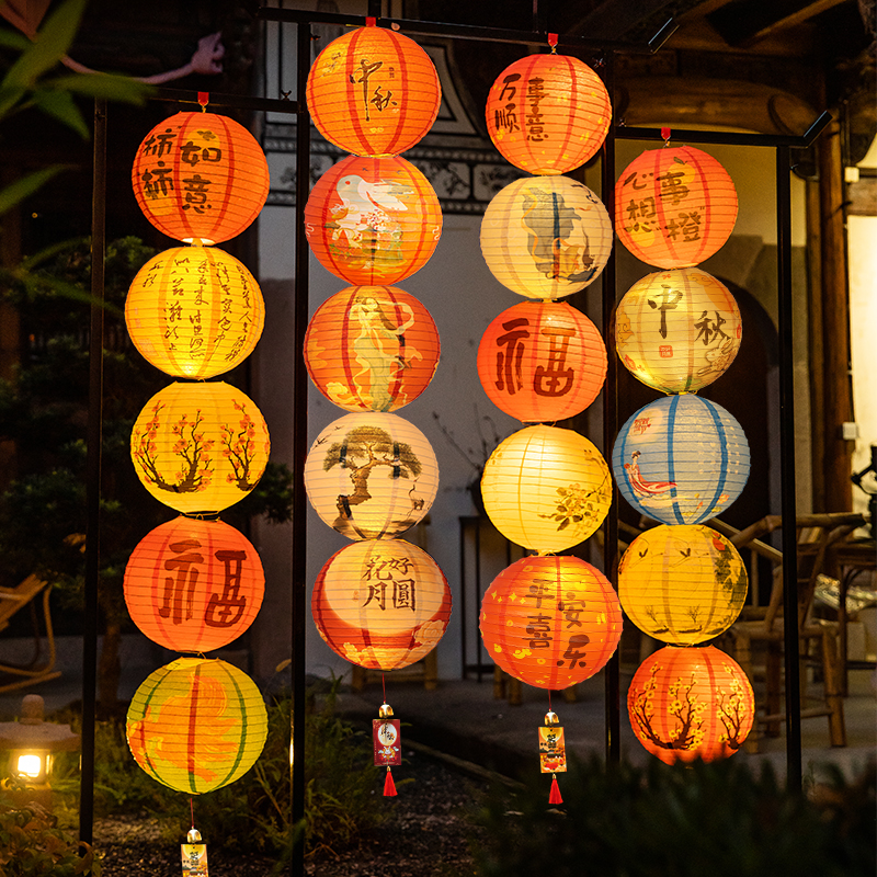 春节新年灯笼中国风古风福字发光灯笼串挂件吊顶挂饰元宵氛围布置
