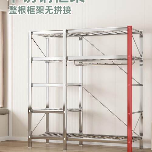 简衣柜纱帘布衣不钢钢架结实柜易耐用组装锈衣柜出F976STST租房可