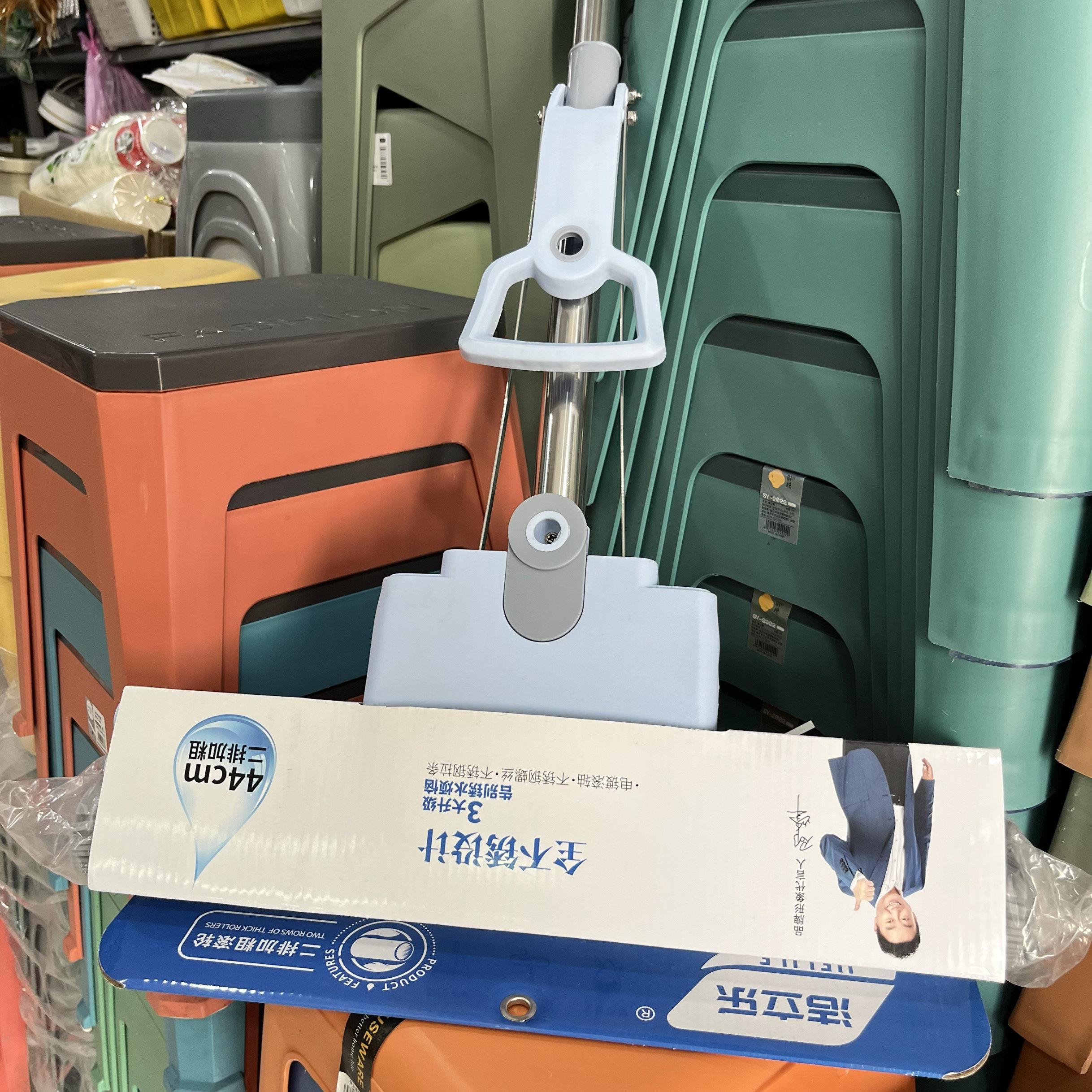 洁立乐特大号胶棉拖把海绵拖把不锈钢直杆吸水拖把家用免手洗拖把