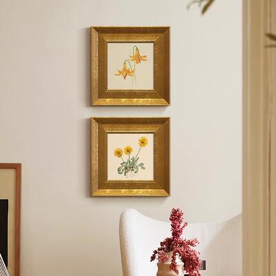 小众中古感手工金箔实B-449木框装饰画咖啡厅书卧幅室质点缀小房