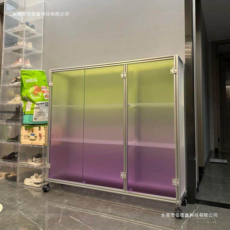 铝型材亚克力展示收纳柜哑光餐边柜可移动多层储物置物开门柜