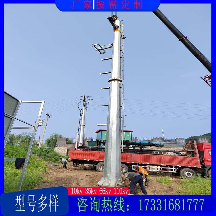 10kv电力钢管杆塔输电工程15米单回路终端钢杆钢管电线杆重量