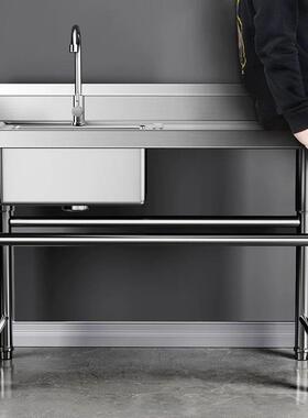 单304不锈钢水槽池双SLW三槽带家平台碗板洗菜衣手盆洗池厨房用饭