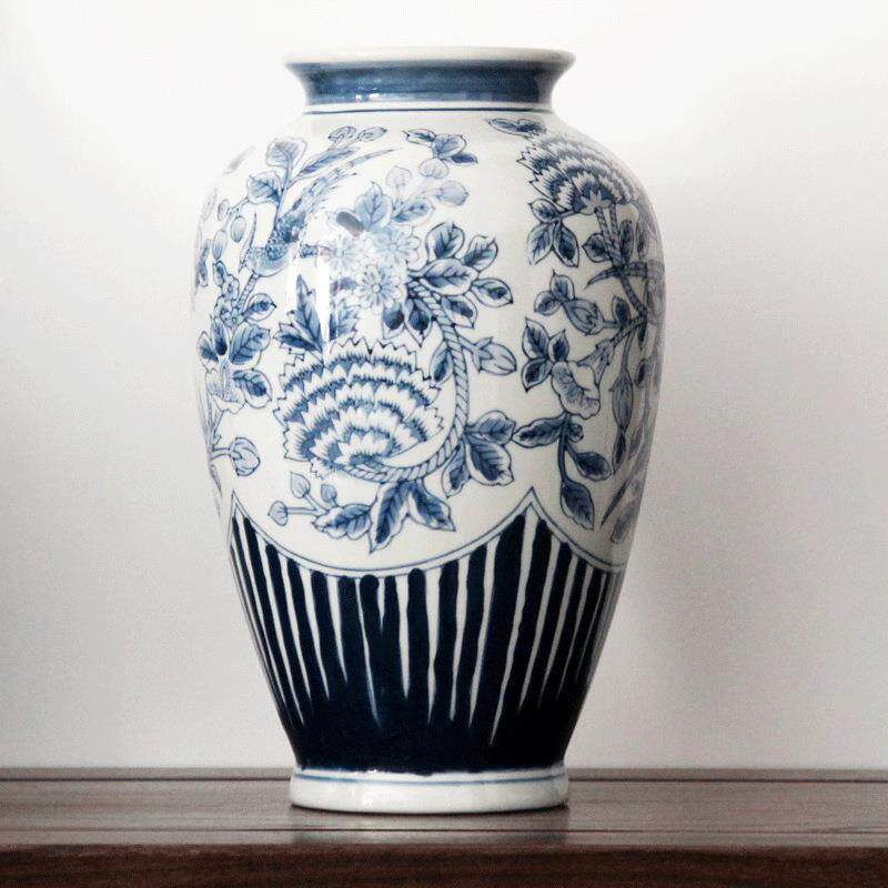 陶瓷摆件仿古青花瓷花瓶大号中式玄关客厅插花电视柜装饰品
