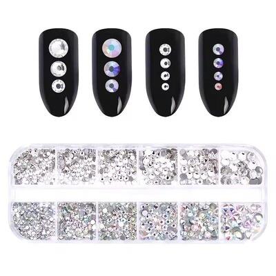 1440Pcs Flat Back 3D Nail Art Rhinestones AB Crystal Strass