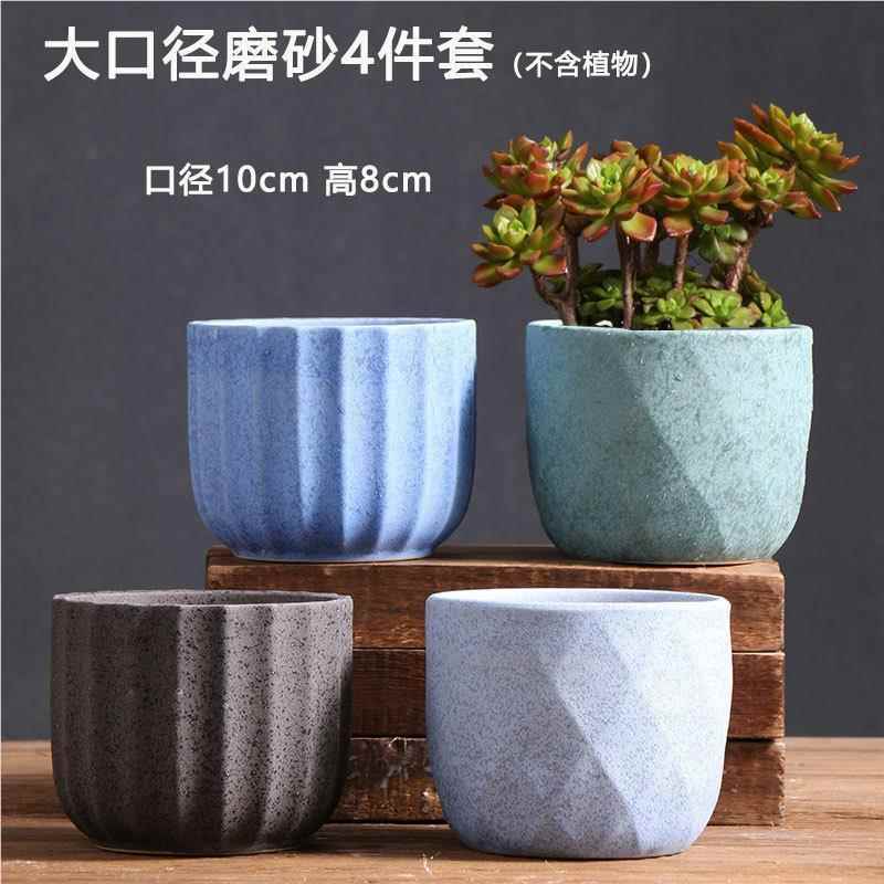 韩式手绘烧多粗仿石陶头other新款清新透气创意盆栽盆肉植物陶瓷