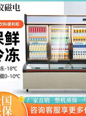 立式冷冻子母柜超市便利店双温冷冻冷藏雪糕冰柜展示冰冷柜商用