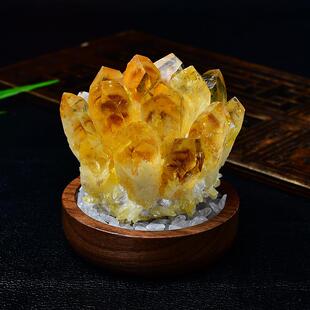 天然黄水晶簇摆件黄银山原石骨干水晶花家居客厅办公室装饰送礼