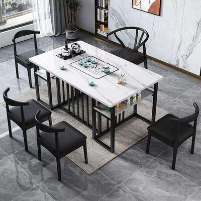 新款办公室岩板茶桌椅合现代体简约家IBT用茶茶台桌一一组整套长