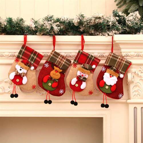 Christmas Stocking Ornament - Mini Gift Bag for Tree Decor