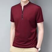 新款 色中年底裤 轻短袖 2026季 t恤男士 立领宽松半袖 衬衫 0128w