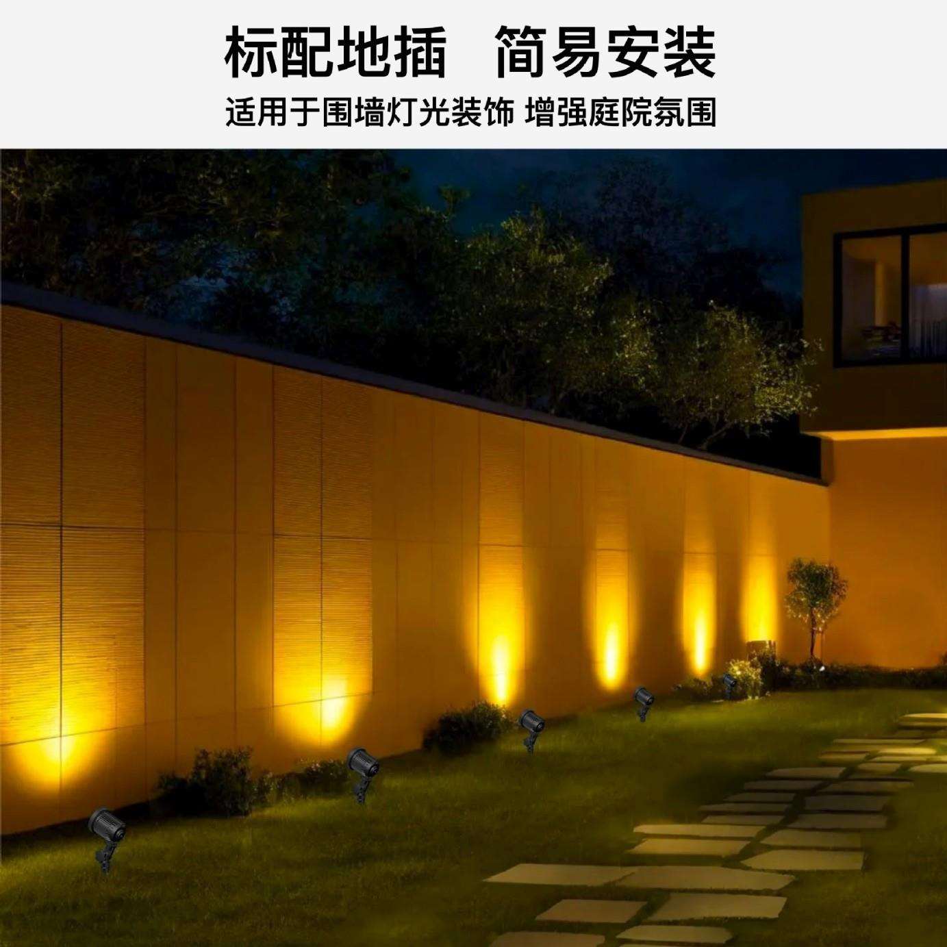 RGB太阳能地插灯投射灯彩色户外防水草坪灯圣诞灯花园庭院装饰灯