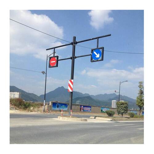 道路单悬F型交通标志杆 街道安全指示牌反光标杆警示标示牌高强
