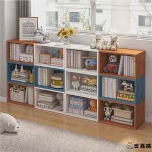 飘窗上放的书架简易儿童桌面上收纳柜卧室窗台格子置物架小型书柜