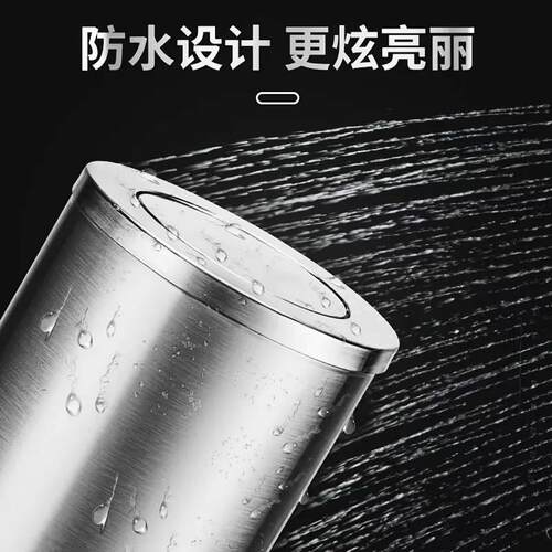 商用不锈钢垃圾桶大号圆形大容量翻盖直投公共场合大厅商场写字楼