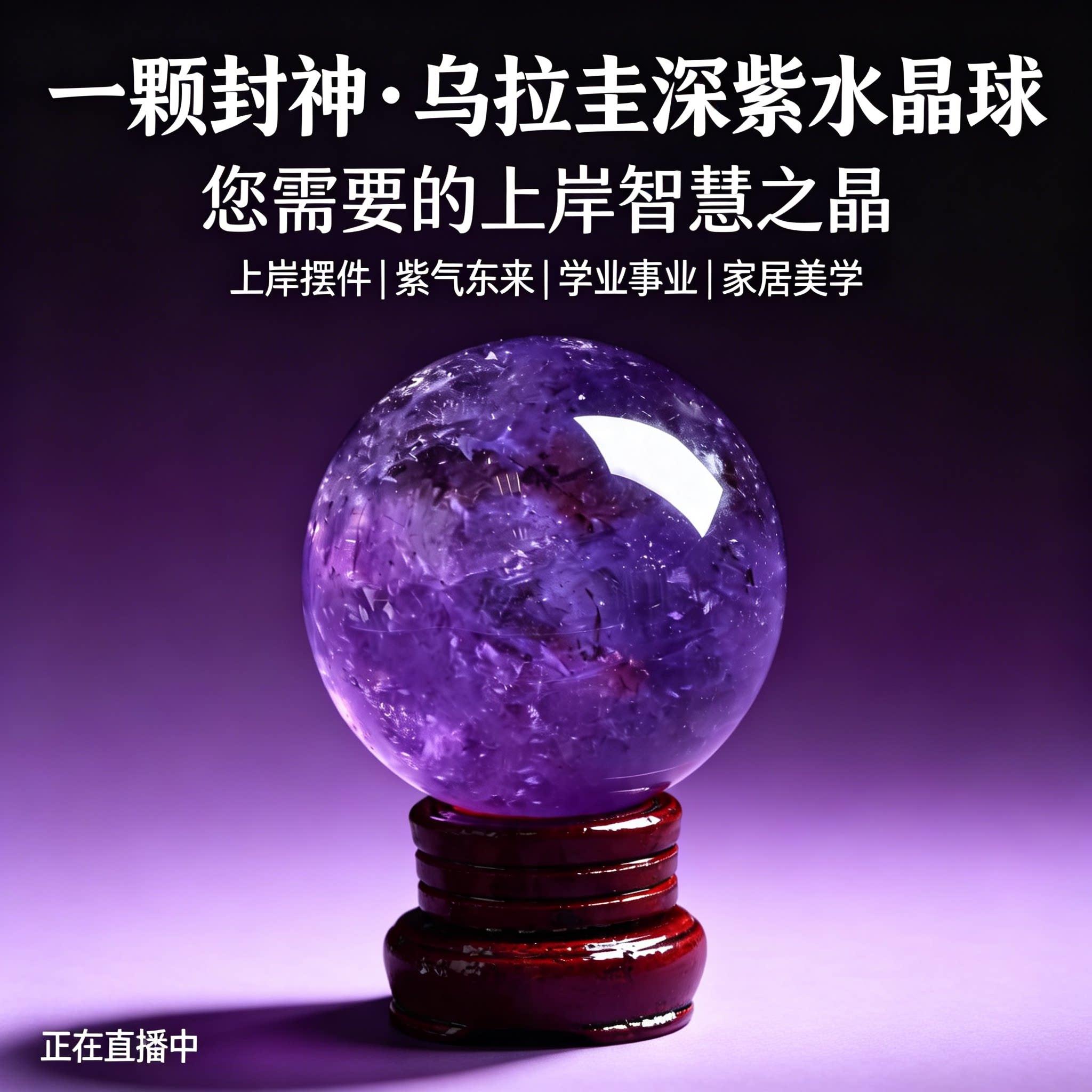 灵玺世家乌拉圭天然紫水晶球摆件家居玄关办公桌摆设装饰新婚礼品