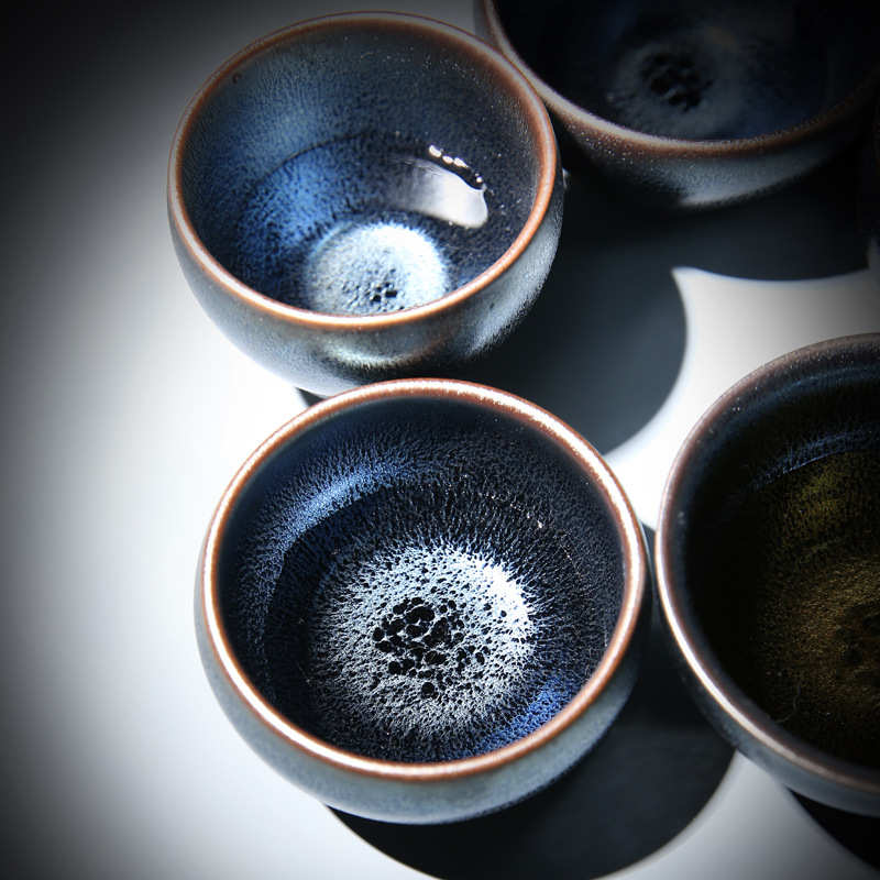 建盏主人杯蓝麒麟单杯功夫茶碗大号家用简约日式窑变天目釉蓝麒麟