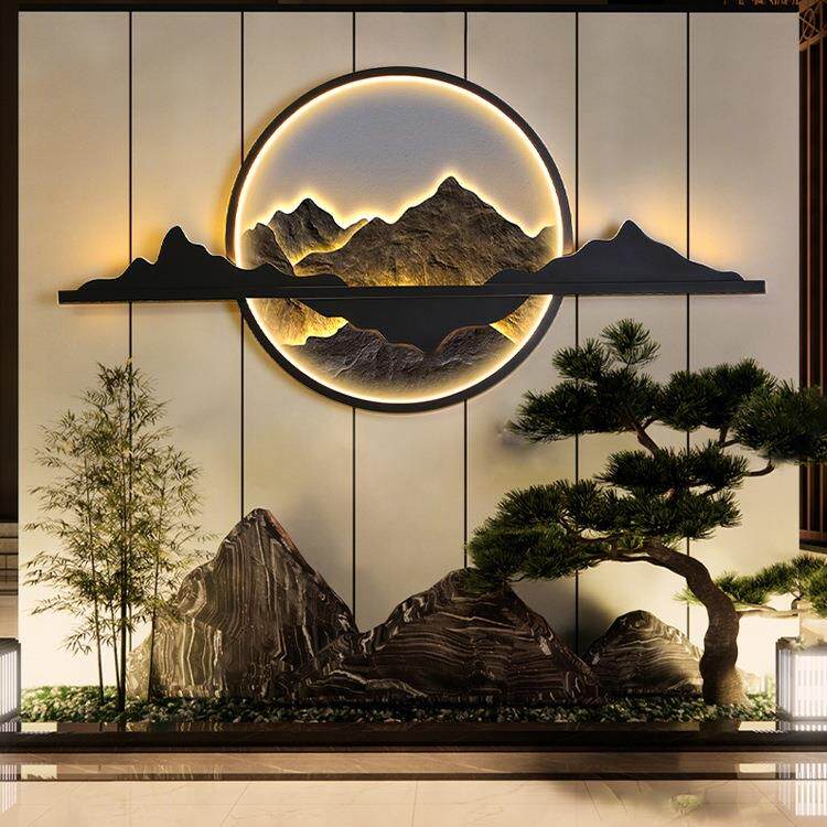 庭院壁灯太阳能户外灯新中式别墅围墙灯防水影壁墙造景装饰景观灯