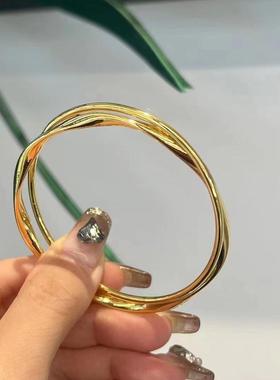 黄金色莫比浪比乌斯双环手镯气质经典镜面无限循环莫乌斯之漫送女