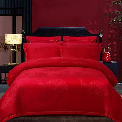 高档山魏桥嘉喜嘉家纺花全棉婚庆提东四件套结婚200根高档中式绣