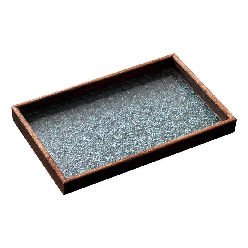海棠压花玻璃托盘复古长方形茶盘收纳摆件茶水杯子点心水果盘,家居饰品,香薰托盘,淘宝优惠券,粉丝福利购,淘宝优惠卷