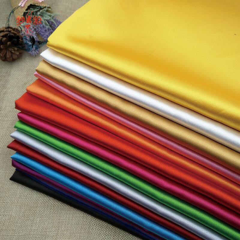 加厚高密度弹力色丁布料绸缎旗袍汉服面料内衬道具拍摄背景布料