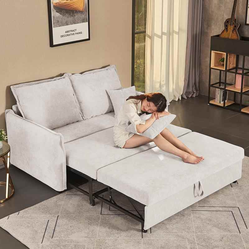 实木折叠沙发床小户型公寓直排科技绒布艺功能沙发床可全拆水洗