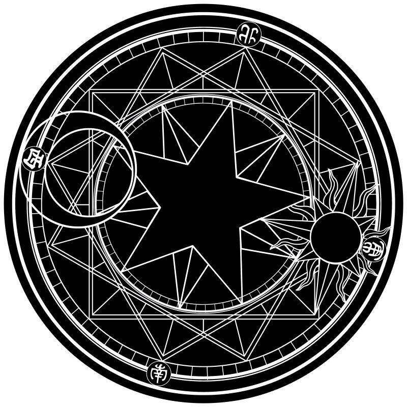 跨境时尚百变小樱魔法阵黑白金五角星卧室客厅短水晶绒圆形地垫地