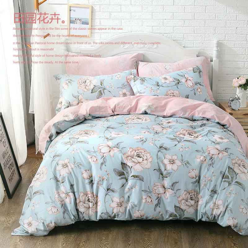 正品全m棉1.8双人床单床笠款床上用棉品家纺四园件套纯美式田1.5m