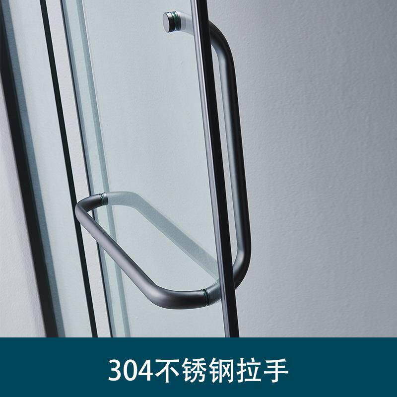 款钻石型门哑黑不锈钢边框现代简风新淋浴房推拉淋浴隔断可916极