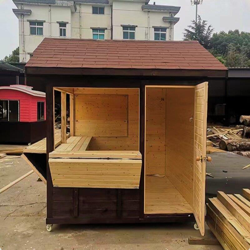 定制可移动防腐木小木屋风景区岗亭售货售票贩卖亭商业街网红咖啡