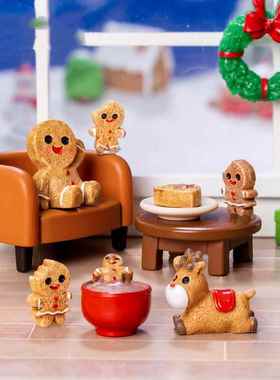 跨境外贸微景观创意圣诞节姜饼人造雪景 DIY装饰品桌面迷你小摆件