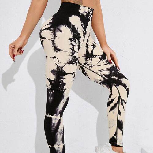 Women's High-Waisted Tie-Dye Sporty Leggings Compression