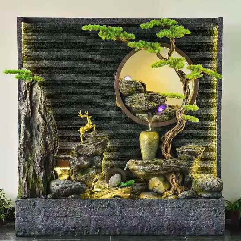 水幕墙隔断屏风酒店别墅假山水景公司装饰品庭院造景流水喷泉摆件