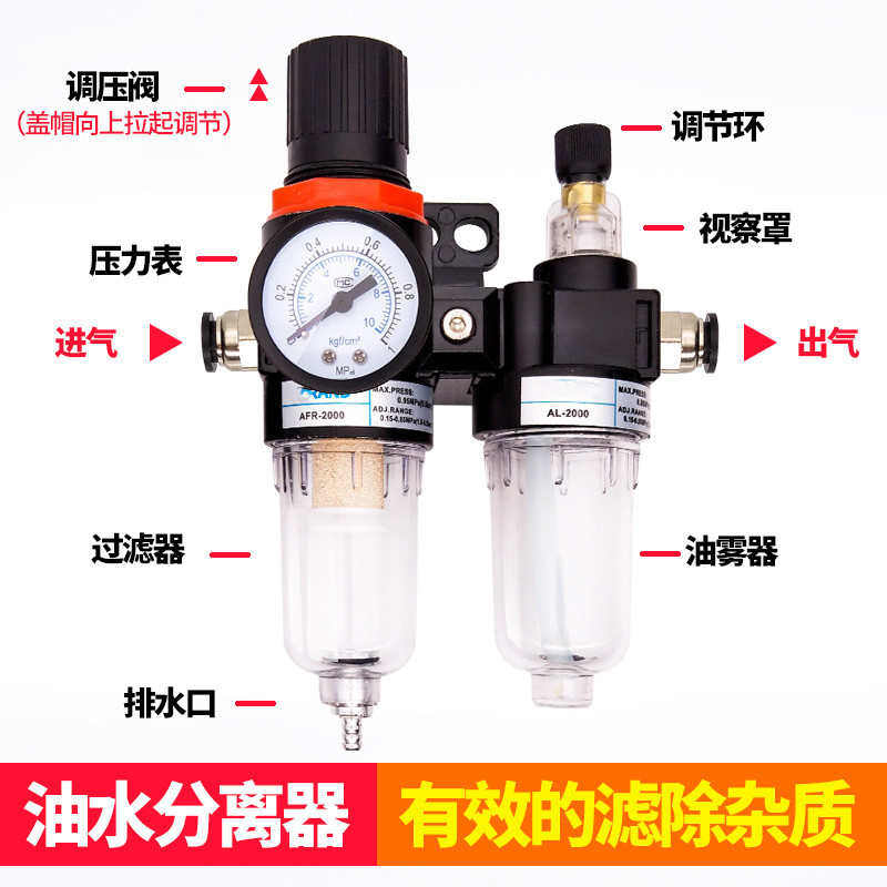 油水分离器过滤器空气空压机气源处理二联件手动自动排水AFC2000