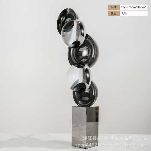 工艺品客厅会银色宿水晶民圆圆玄关摆件创意样板房所前台售楼部