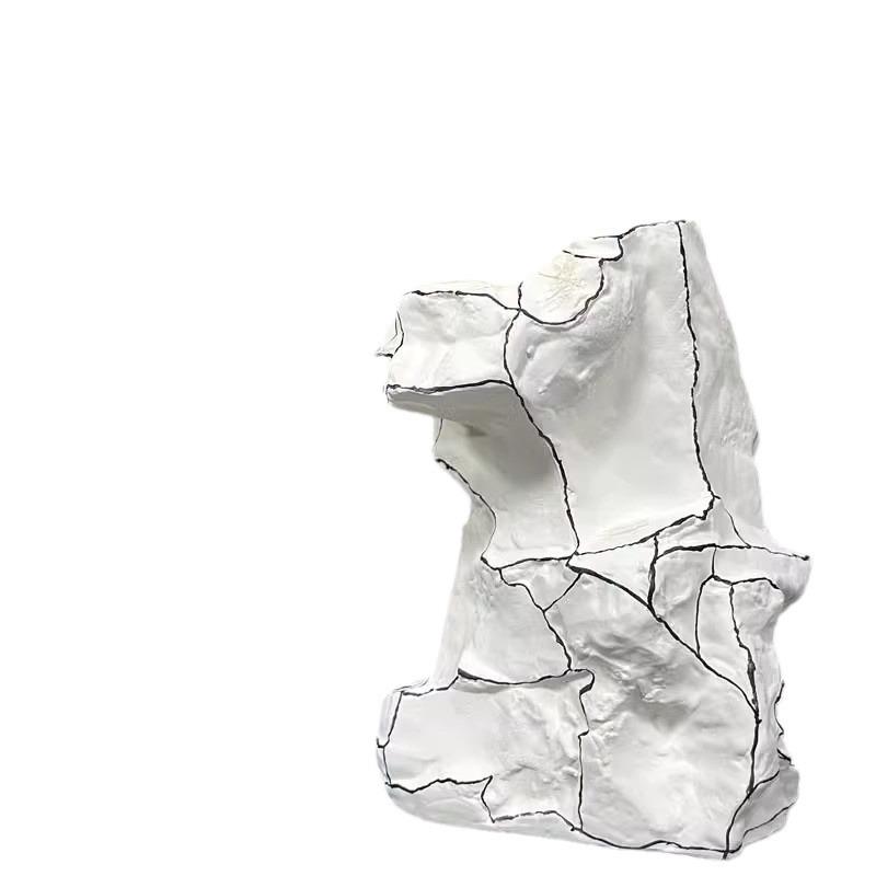 现代极简轻奢几何白色线条花器造型花瓶艺书房桌面家居装饰品摆件