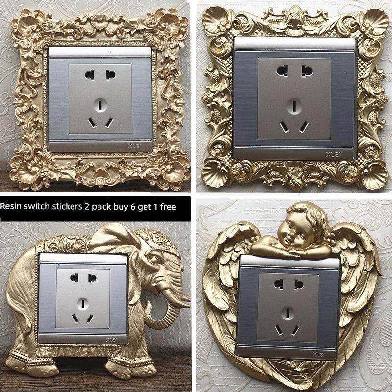 开关框架盖2包树脂欧式保护盖可访问的豪华金象豪华创意插座与光