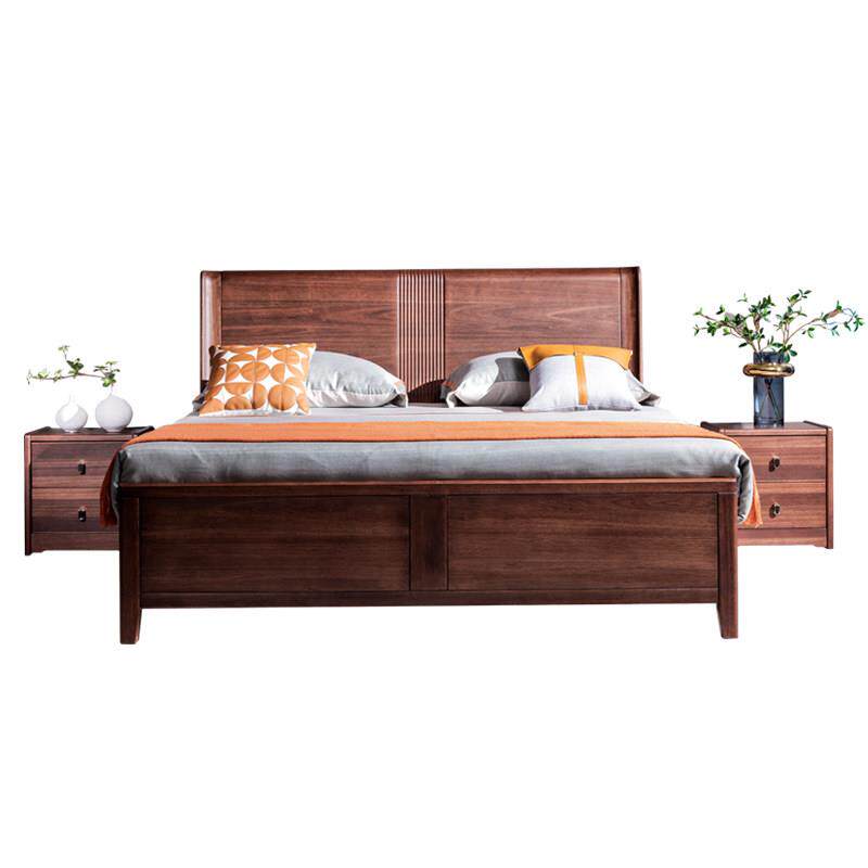 南美黑胡桃木全实木床现代简约1.8/1.5米新中式主卧双人婚床储物