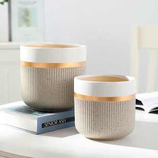 陶瓷花盆家用客厅北欧白色矮胖绿萝文竹多肉蝴蝶兰花盆大口径