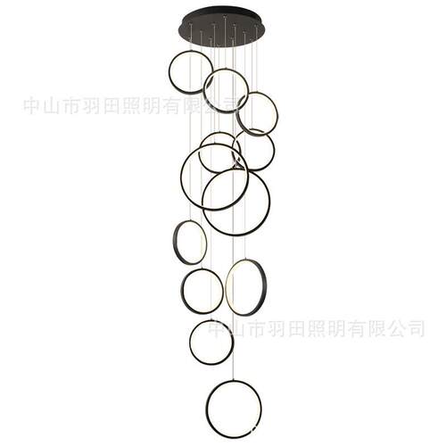现代简约公寓loft复式楼大吊灯别墅挑空客厅长吊灯旋转楼梯间吊灯