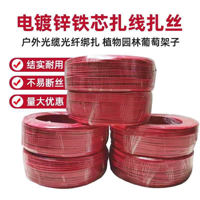 扎线红色包塑铁芯绑捆扎光纤光缆线通信绑线园艺葡萄架包胶绑扎丝