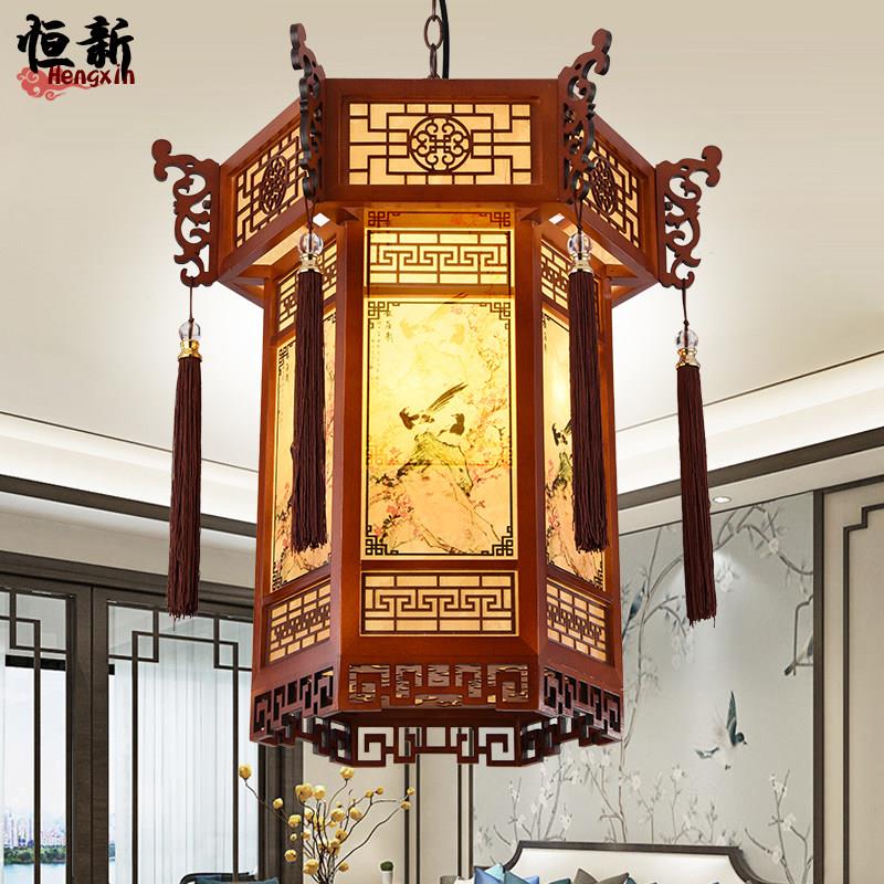 中式实木彷古六角宫灯寺庙宫廷长廊亭子古风大厅古建筑中国风灯笼