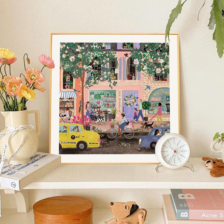 北欧装饰画小众艺术桌面摆画卧室床头挂画治愈系客厅入户玄关壁画