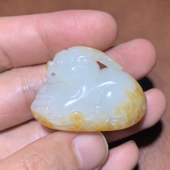 大漏！招财纳福 新疆和田玉籽料洒金皮貔貅挂件吊坠32.00克 大师