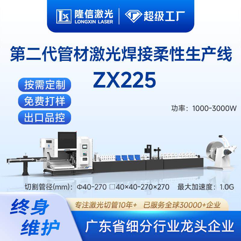 LX-ZX225第二代管材激光焊接柔性生产线全自动管线激光切管机